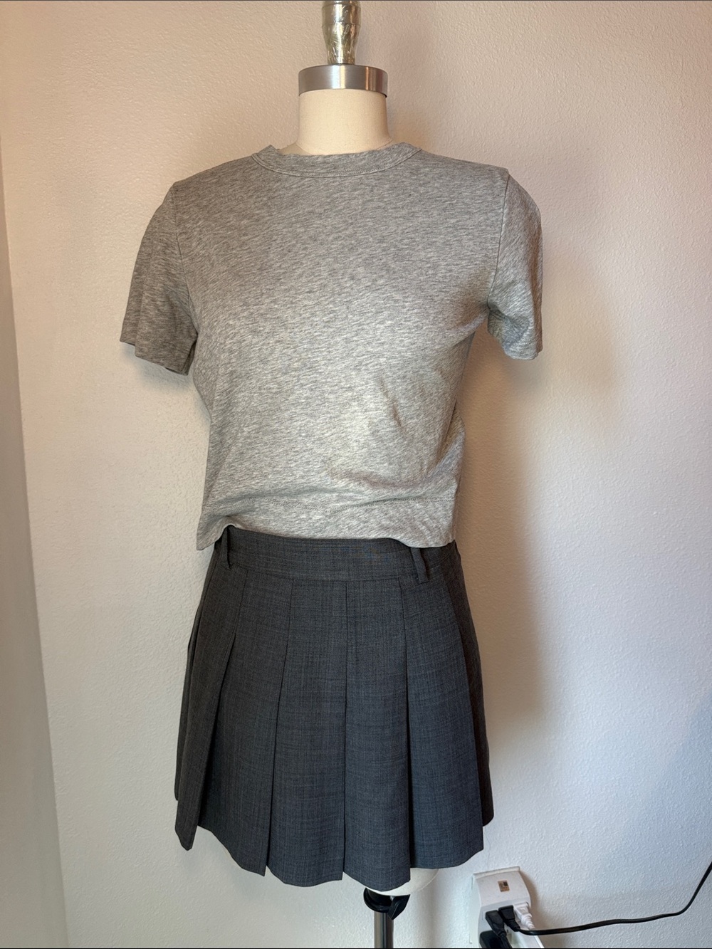 Zara Dark Gray Pleated Mini Skirt